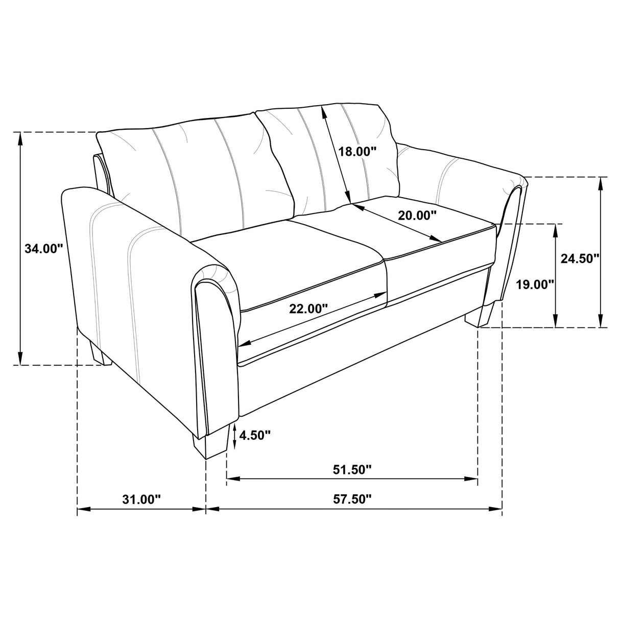 Davis Grey 3-Piece Upholstered Rolled Arm Sofa