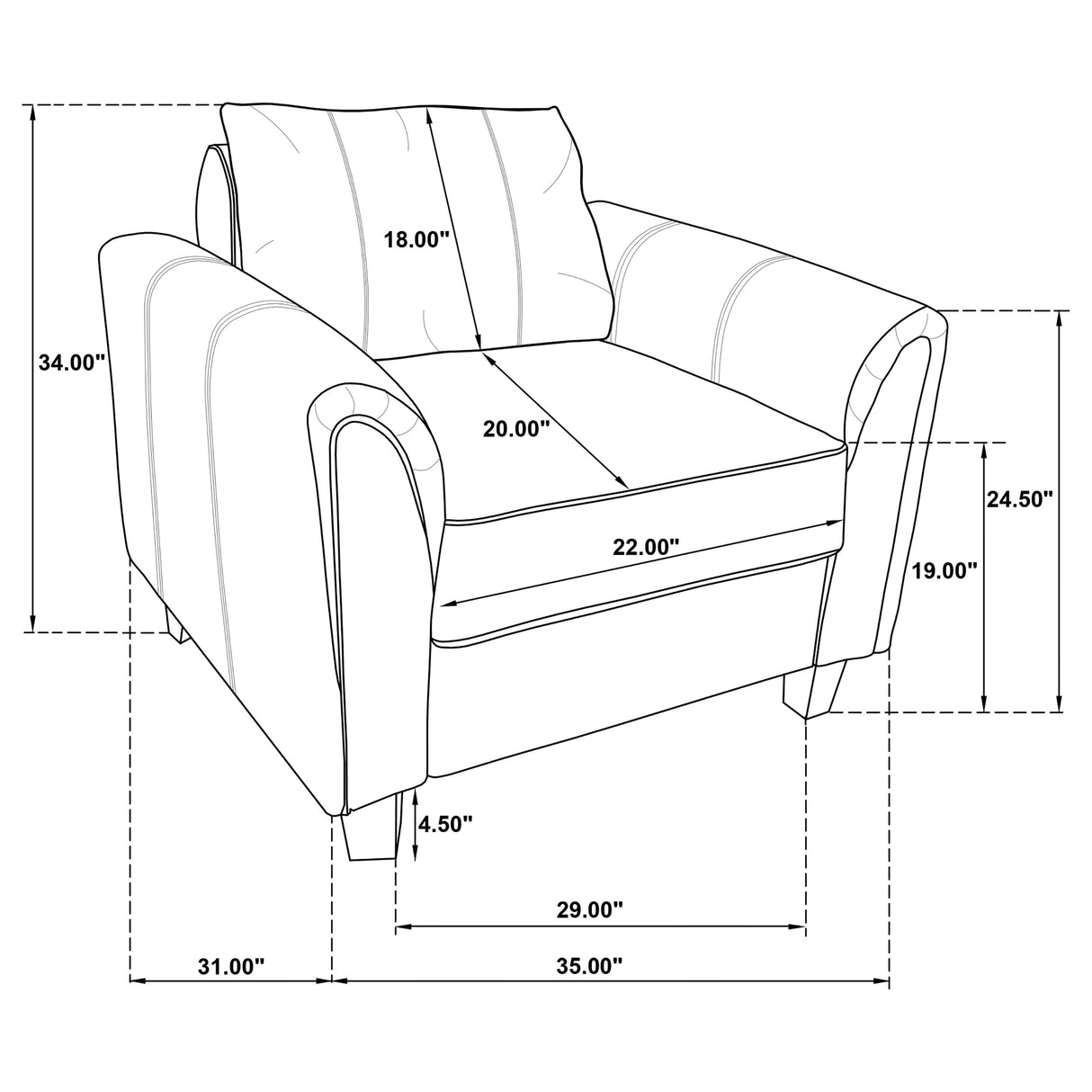 Davis Grey 3-Piece Upholstered Rolled Arm Sofa