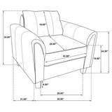 Davis Grey 3-Piece Upholstered Rolled Arm Sofa