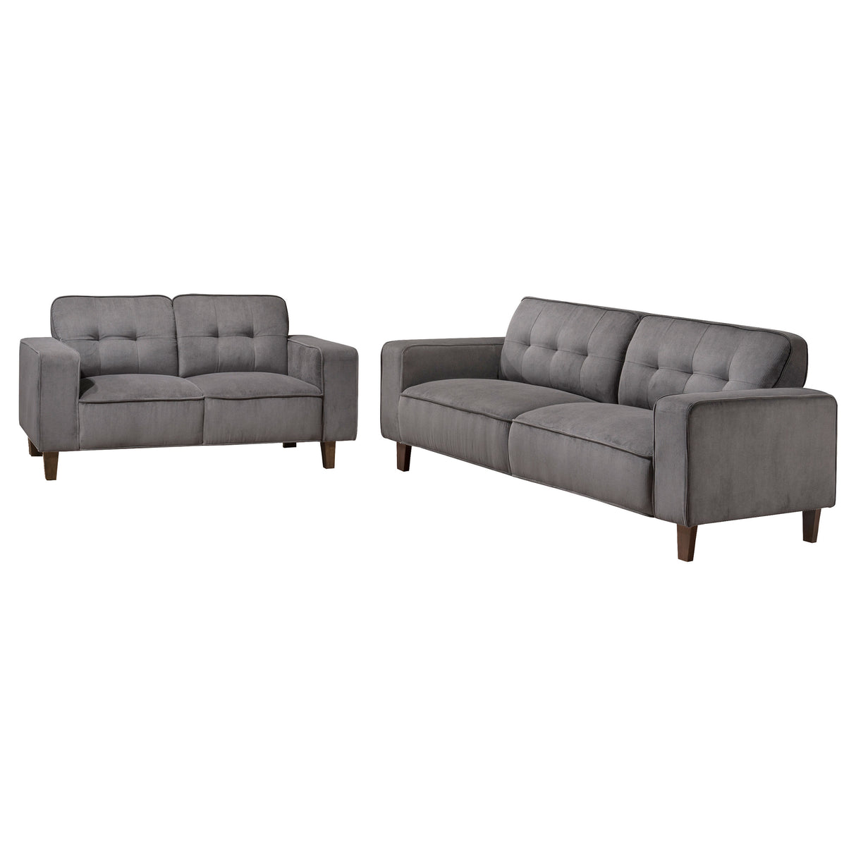 Deerhurst Charcoal 2-Piece Upholstered Track Arm Sofa Set