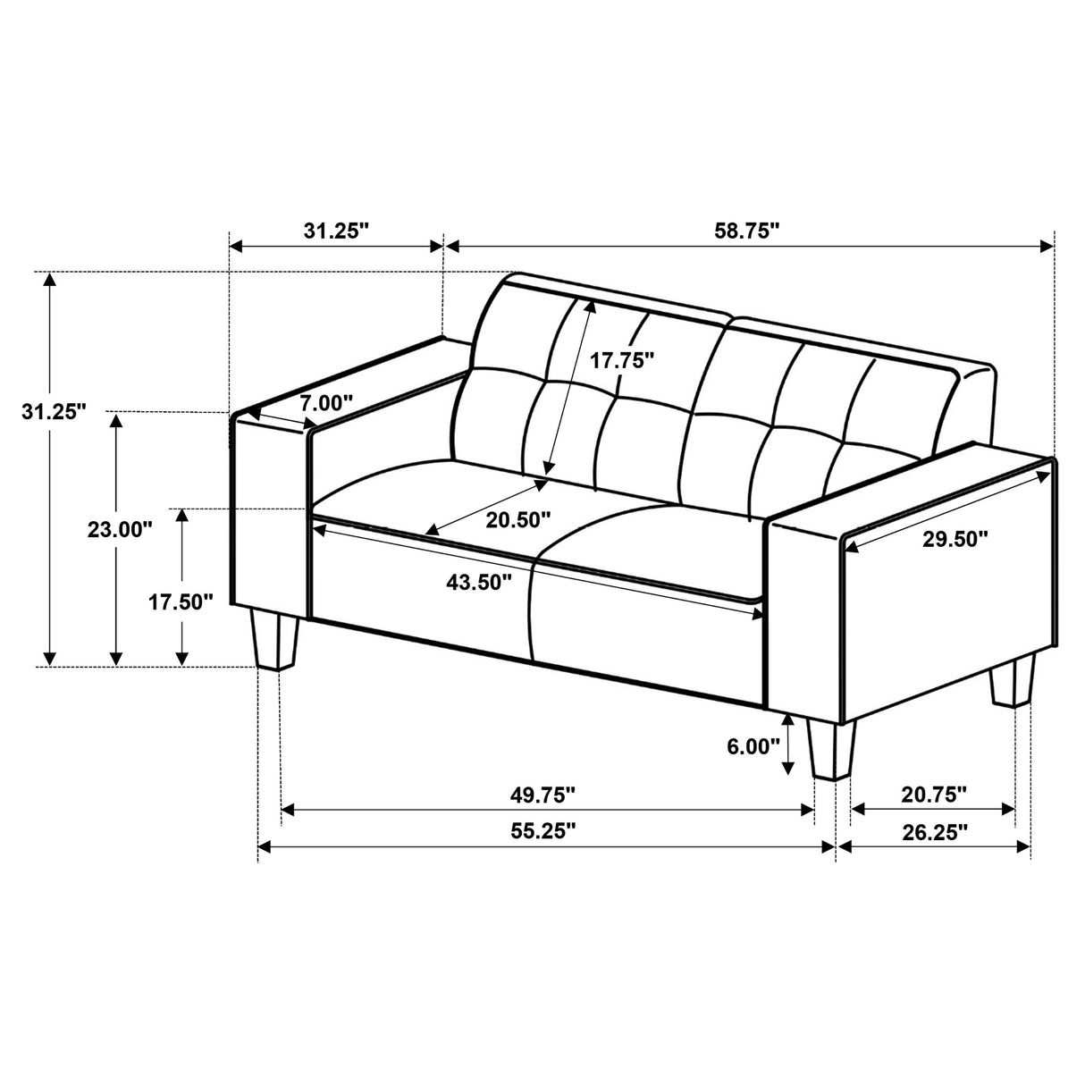 Deerhurst Greige 2-Piece Upholstered Track Arm Sofa Set