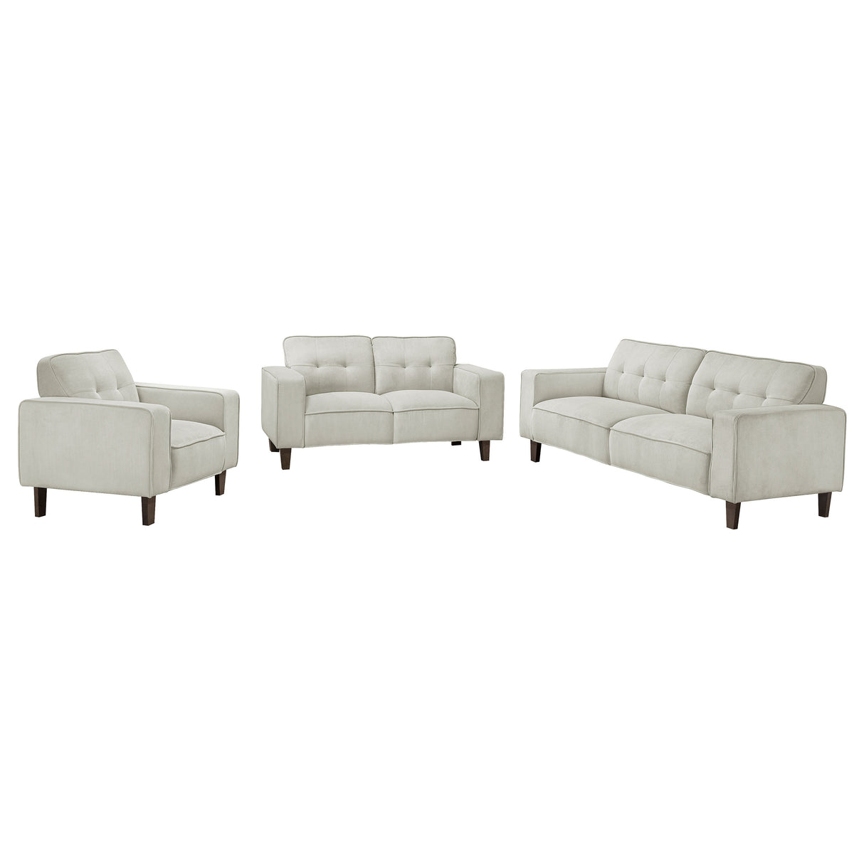 Deerhurst Greige 3-Piece Upholstered Track Arm Sofa Set