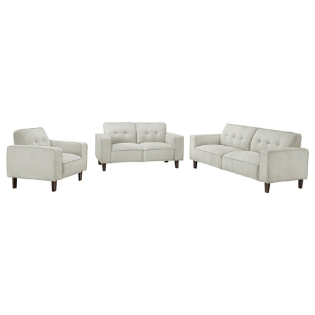 Deerhurst Greige 3-Piece Upholstered Track Arm Sofa Set