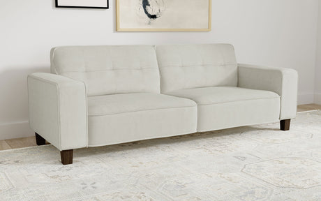 Deerhurst Greige Upholstered Track Arm Tufted Sofa