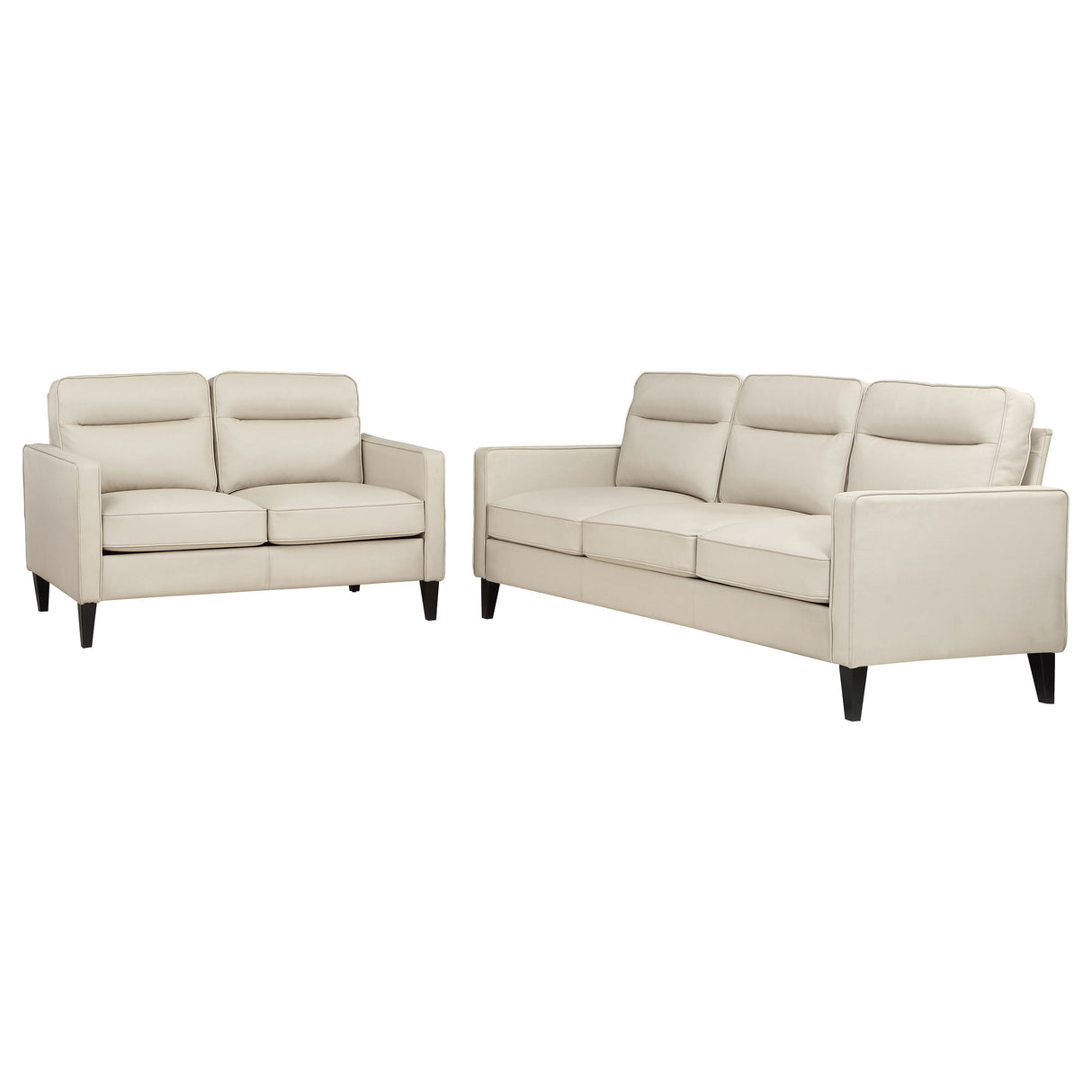 Jonah Ivory 2-Piece Upholstered Track Arm Sofa Set