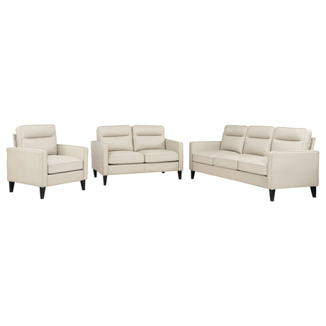 Jonah Ivory 3-Piece Upholstered Track Arm Sofa Set