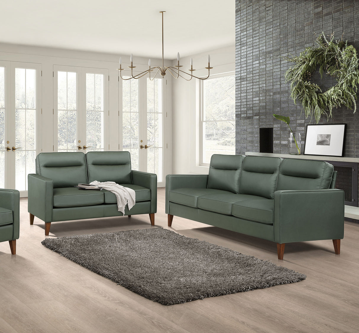 Jonah Green 2-Piece Upholstered Track Arm Sofa Set