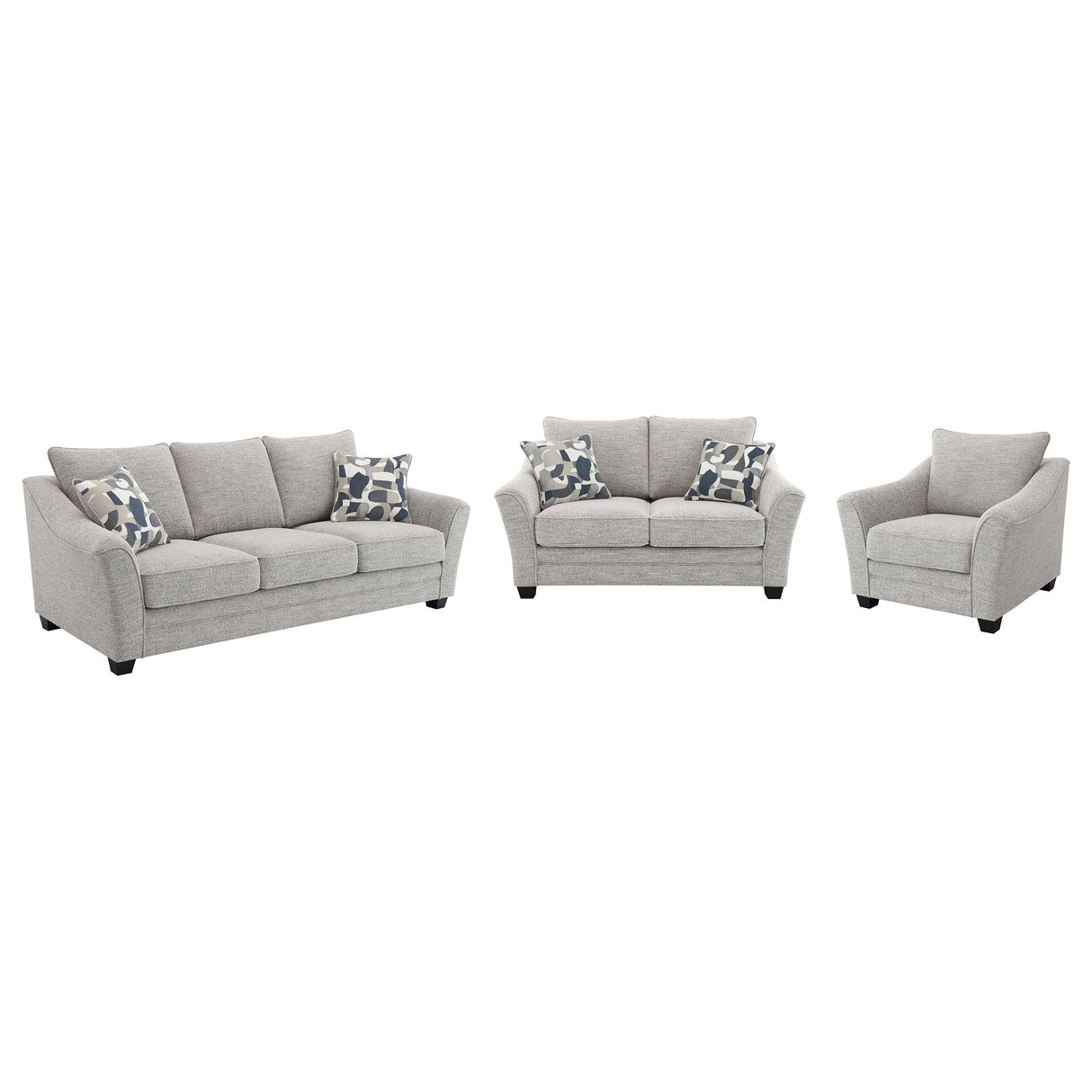 Tomkins Light Grey 3-Piece Boucle Upholstered Sofa Set