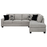 Whitson Stone Upholstered Track Arm Sectional Chaise Sofa