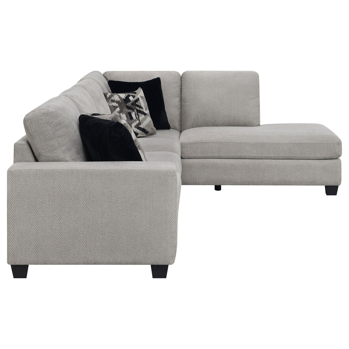 Whitson Stone Upholstered Track Arm Sectional Chaise Sofa