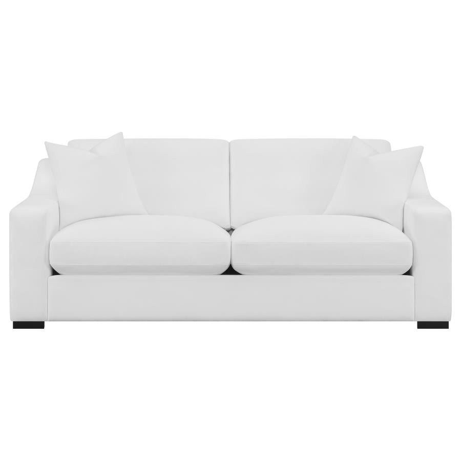 Ashlyn White 2-Piece Upholstered Sloped Arm Sofa Set