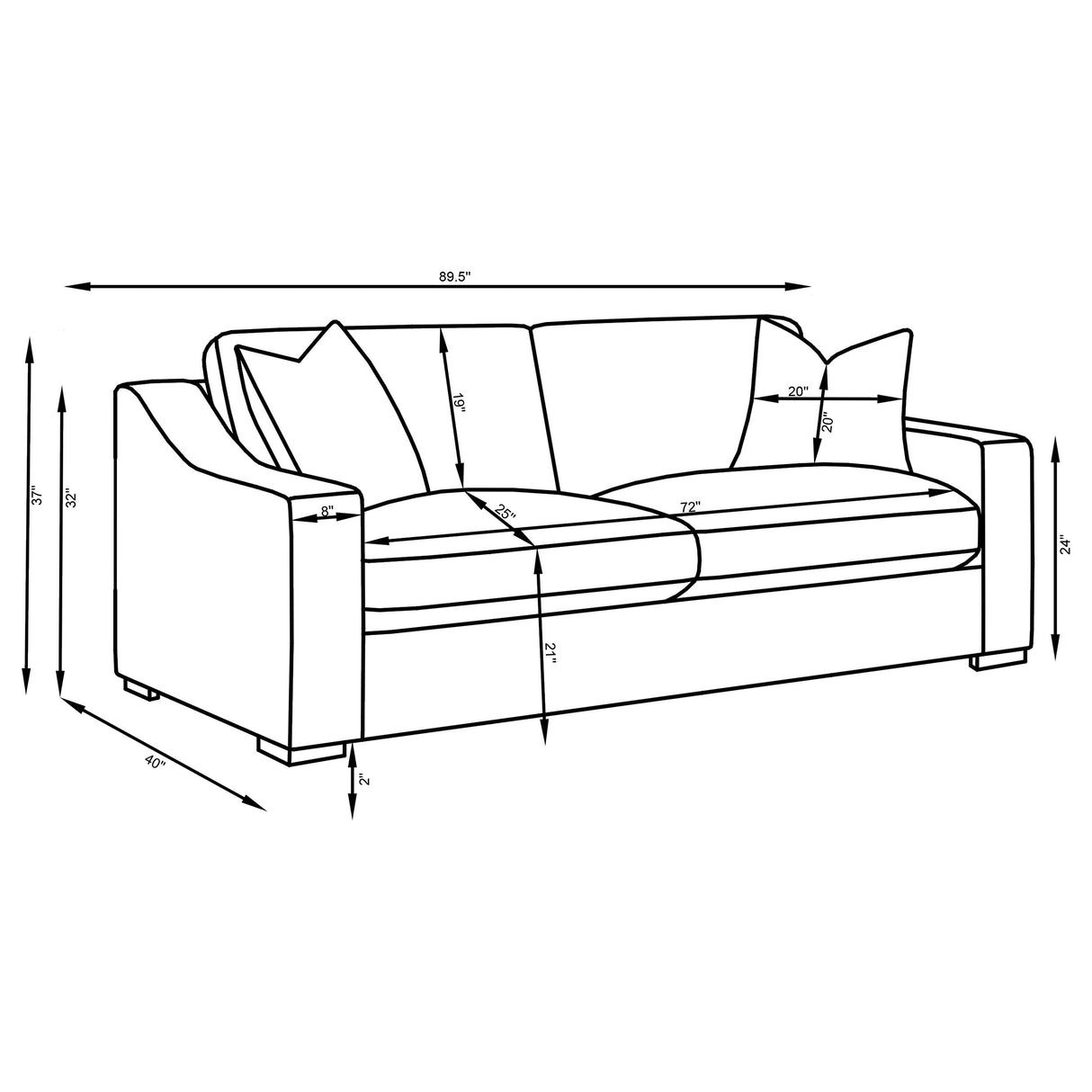 Ashlyn White 2-Piece Upholstered Sloped Arm Sofa Set