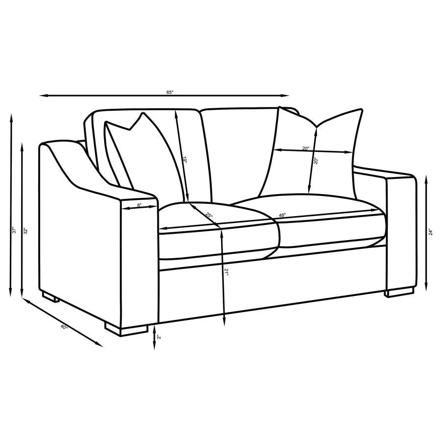 Ashlyn White 2-Piece Upholstered Sloped Arm Sofa Set