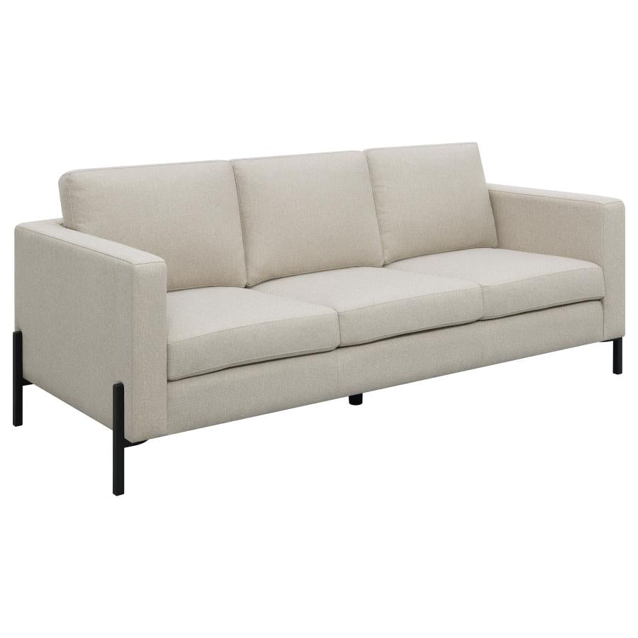 Tilly Oatmeal 2-Piece Upholstered Track Arm Sofa Set