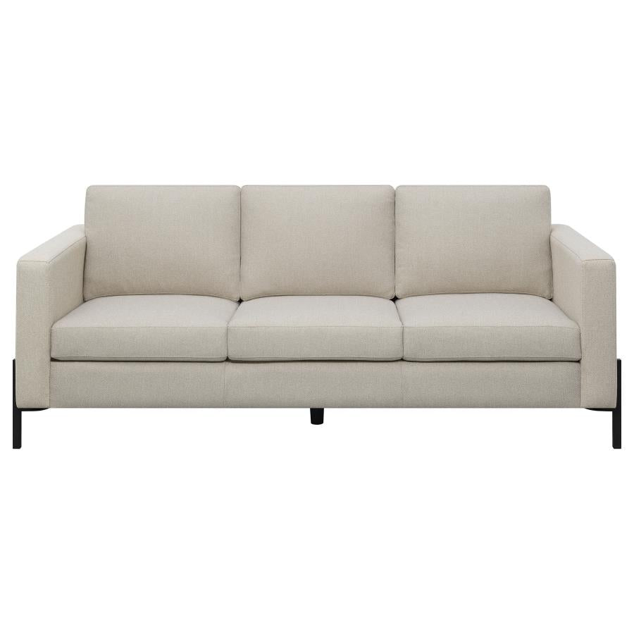 Tilly Oatmeal 2-Piece Upholstered Track Arm Sofa Set