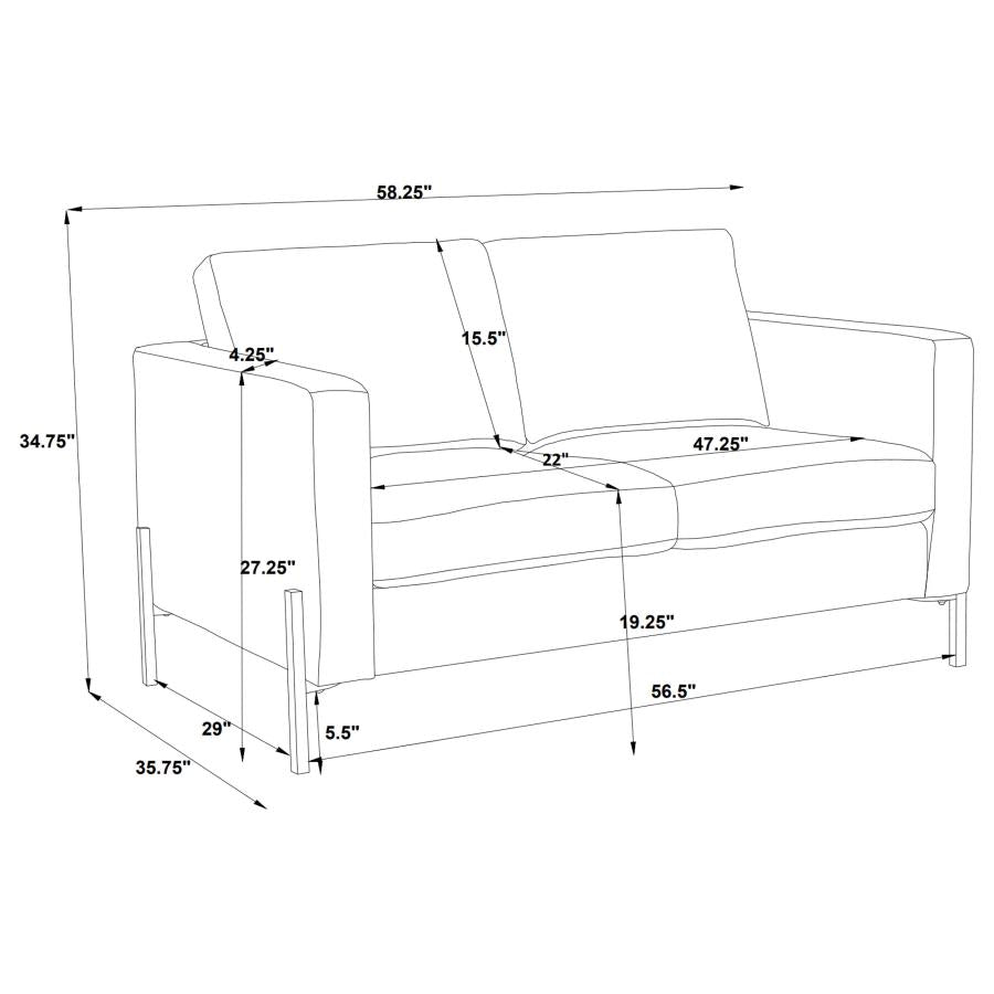 Tilly Oatmeal 2-Piece Upholstered Track Arm Sofa Set