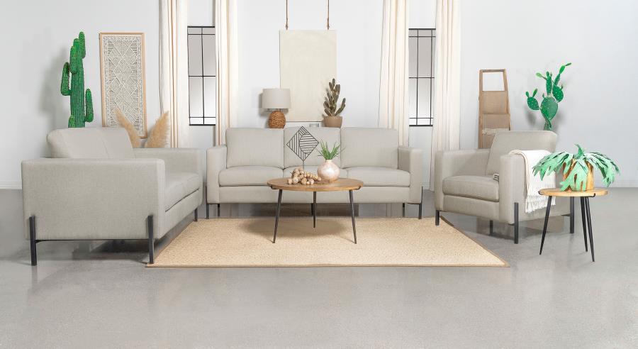 Tilly Oatmeal 3-Piece Upholstered Track Arm Sofa Set