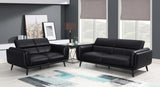 Shania Black 2-Piece Upholstered Low Back Sofa Set