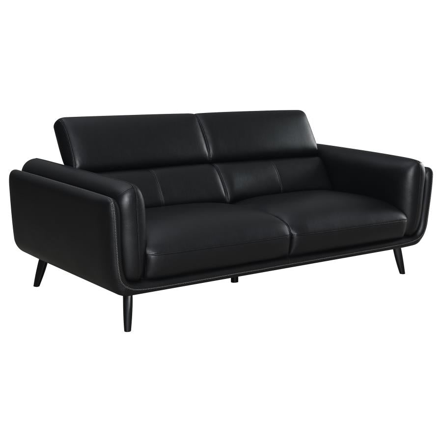 Shania Black 2-Piece Upholstered Low Back Sofa Set