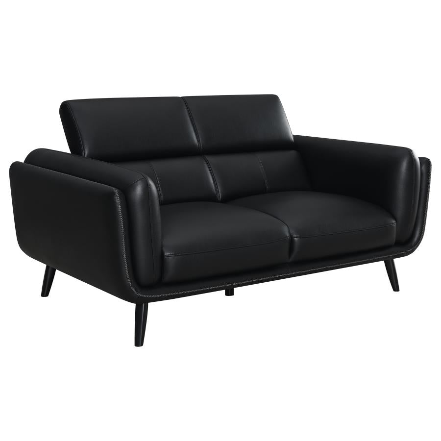 Shania Black 2-Piece Upholstered Low Back Sofa Set