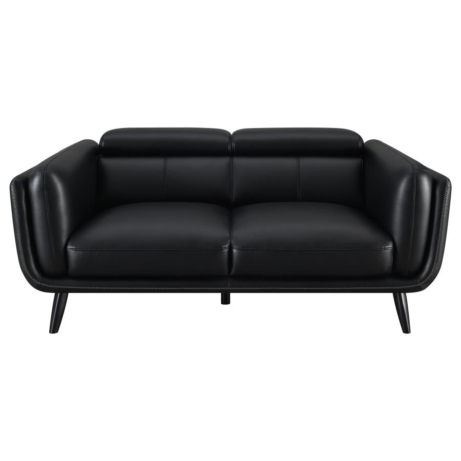 Shania Black 2-Piece Upholstered Low Back Sofa Set