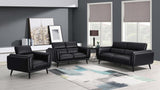 Shania Black 3-Piece Upholstered Low Back Sofa Set