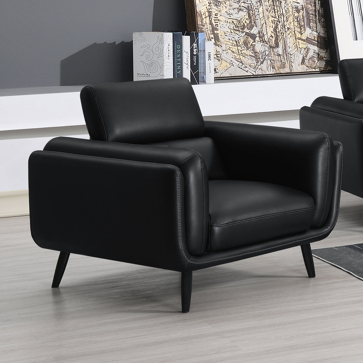 Shania Track Arms Chair With Tapered Legs Black