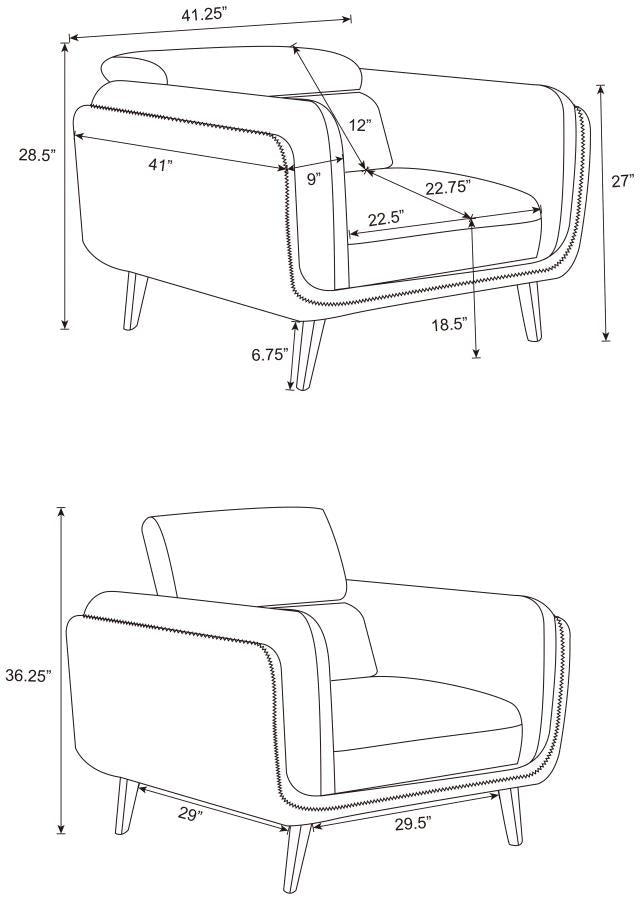 Shania Track Arms Chair With Tapered Legs Black