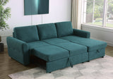 Samantha Teal Blue Upholstered Storage Sleeper Sectional Sofa