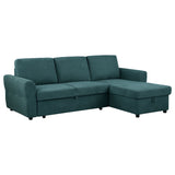 Samantha Teal Blue Upholstered Storage Sleeper Sectional Sofa