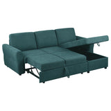 Samantha Teal Blue Upholstered Storage Sleeper Sectional Sofa