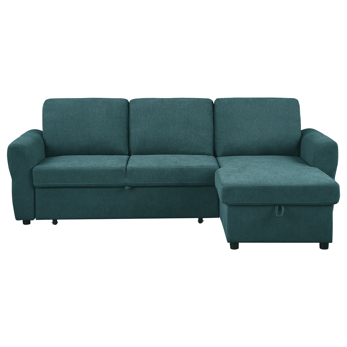 Samantha Teal Blue Upholstered Storage Sleeper Sectional Sofa