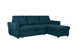 Samantha Teal Blue Upholstered Storage Sleeper Sectional Sofa