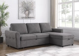 Samantha Grey Upholstered Storage Sleeper Sectional Sofa