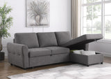 Samantha Grey Upholstered Storage Sleeper Sectional Sofa