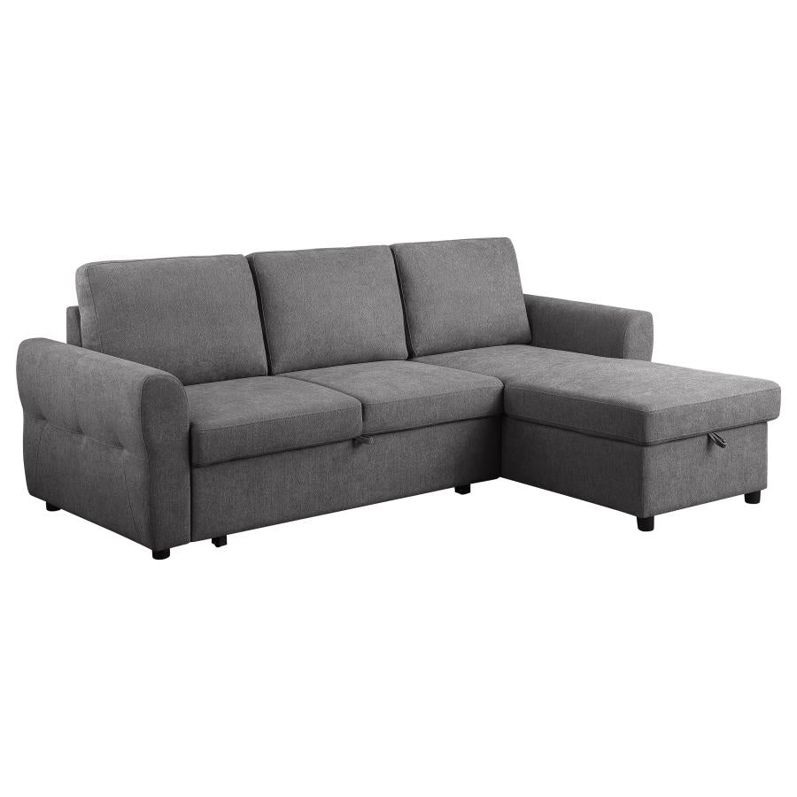 Samantha Grey Upholstered Storage Sleeper Sectional Sofa