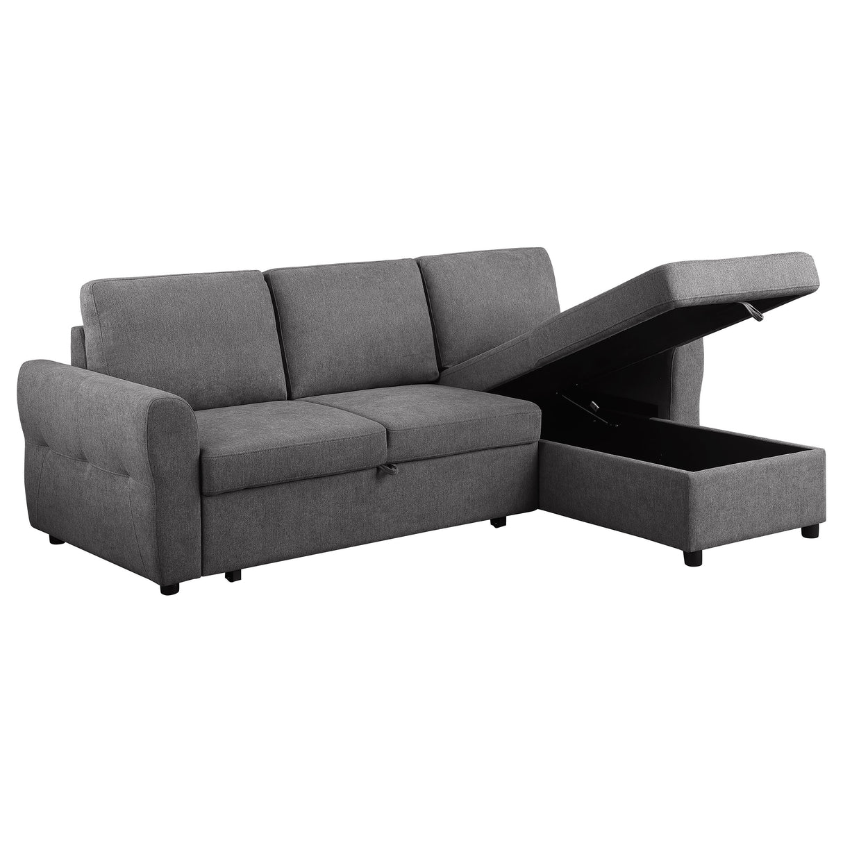 Samantha Grey Upholstered Storage Sleeper Sectional Sofa