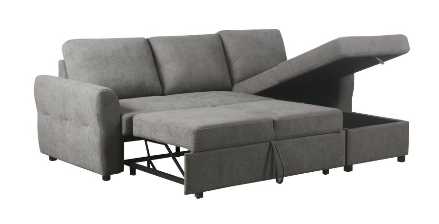 Samantha Grey Upholstered Storage Sleeper Sectional Sofa