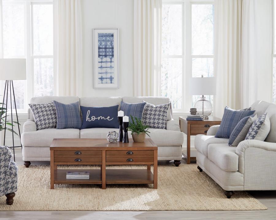 Glenn Light Grey / Blue 2-Piece Upholstered Sofa Set And