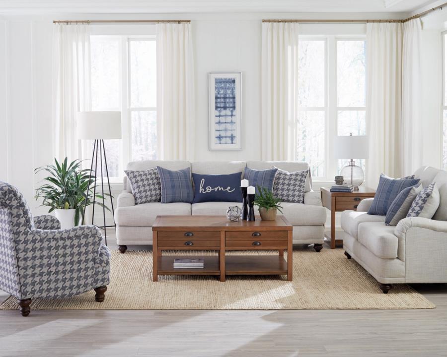 Glenn Light Grey / Blue 3-Piece Upholstered Sofa Set And