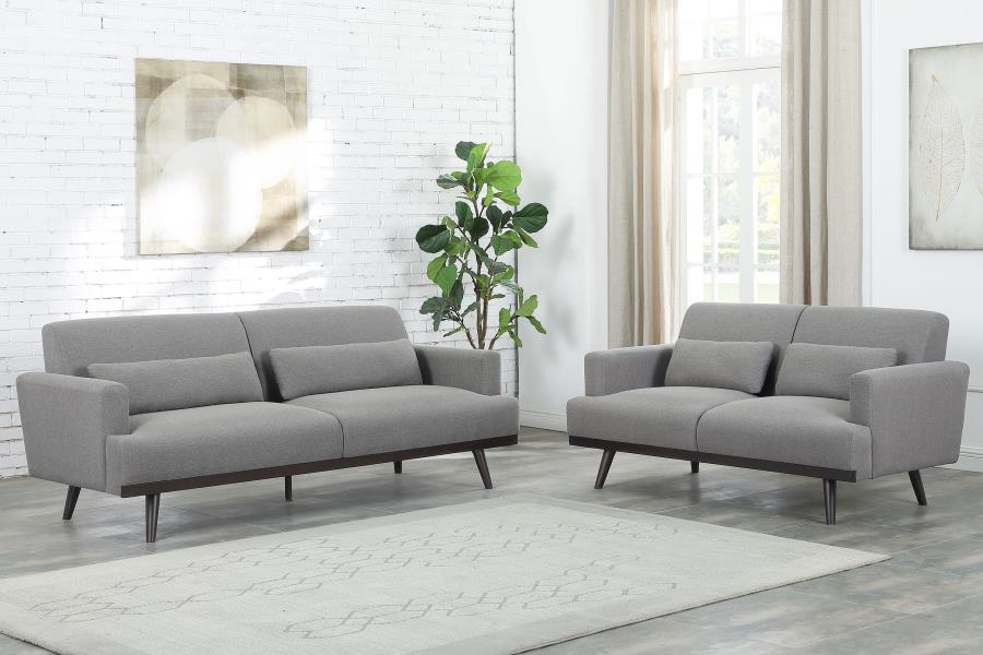 Blake Sharkskin 2-Piece Upholstered Track Arm Sofa Set