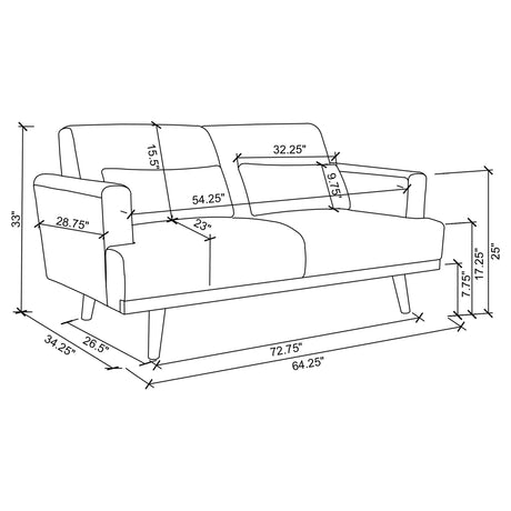 Blake Sharkskin 2-Piece Upholstered Track Arm Sofa Set