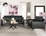 Moira Black 2-Piece Upholstered Wedge Arm Tufted Sofa Set