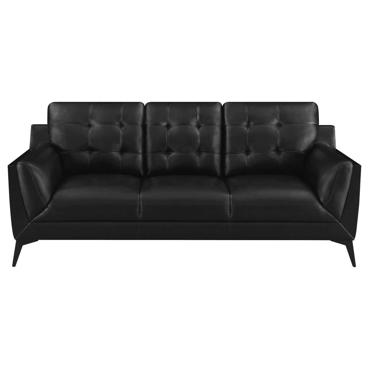 Moira Black 2-Piece Upholstered Wedge Arm Tufted Sofa Set