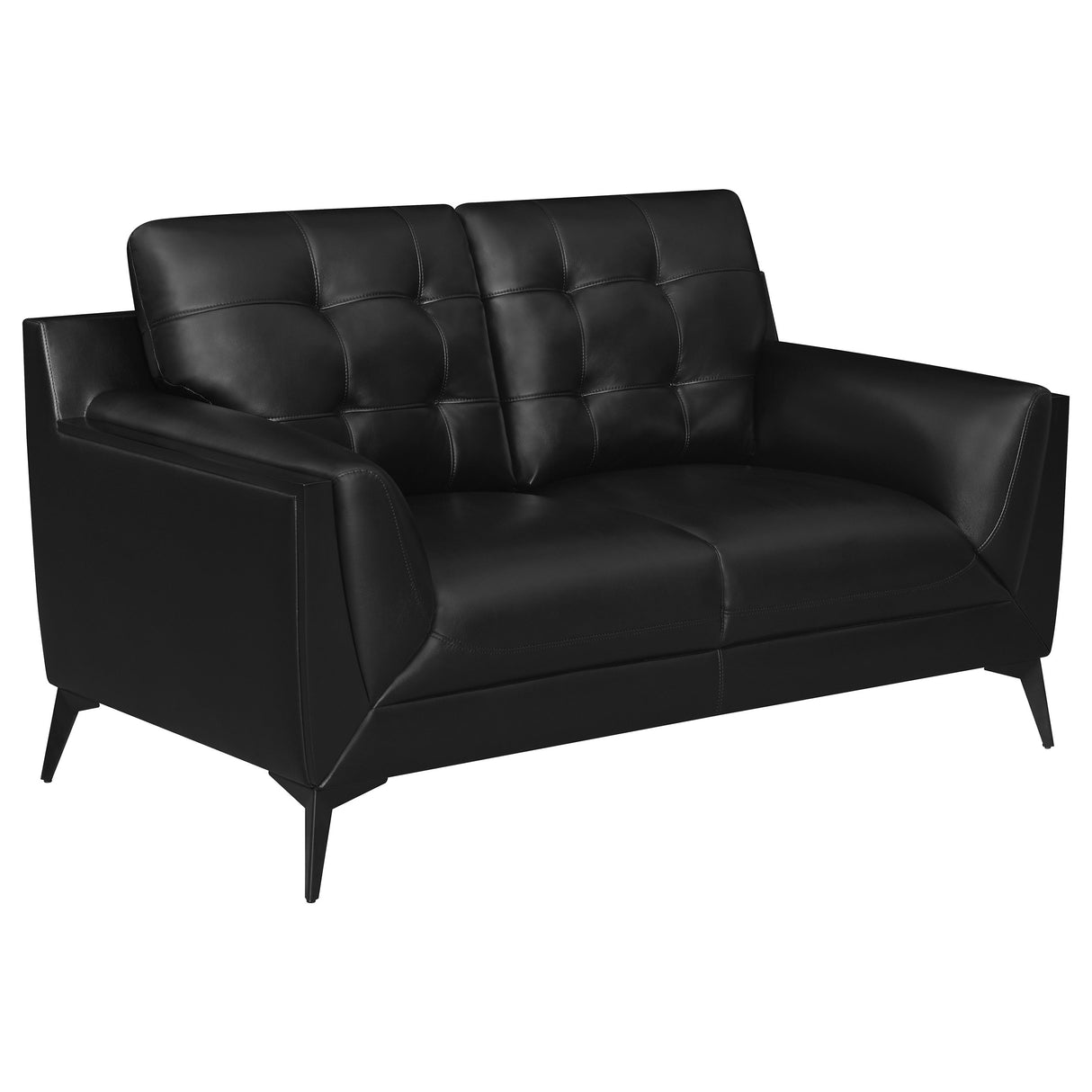 Moira Black 2-Piece Upholstered Wedge Arm Tufted Sofa Set