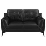 Moira Black 2-Piece Upholstered Wedge Arm Tufted Sofa Set