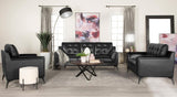 Moira Black 3-Piece Upholstered Wedge Arm Tufted Sofa Set