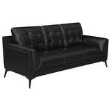 Moira Black 3-Piece Upholstered Wedge Arm Tufted Sofa Set