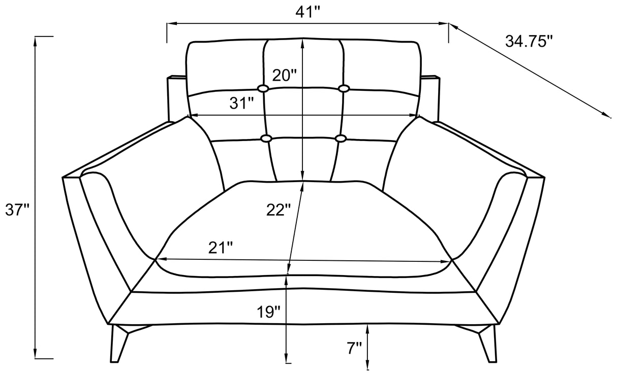 Moira Black 3-Piece Upholstered Wedge Arm Tufted Sofa Set