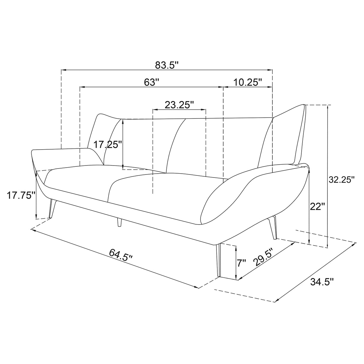 Acton Teal Blue 2-Piece Upholstered Flared Arm Sofa Set